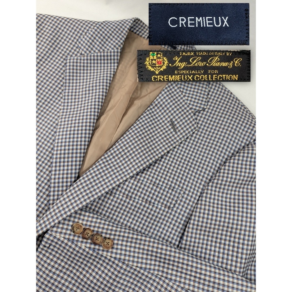 Daniel Cremieux Blazer Sport Suit Jacket Loro Piana 40L 44"  Gingham Plaid *Read